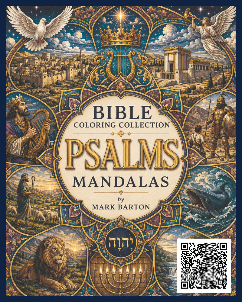 Book of Psalms Scripture mandala coloring book by Mark Barton